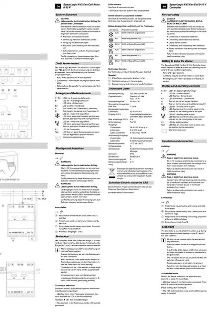 schneider施耐德SpaceLogic KNX 0-10 V 风机盘管控制器_ MTN6730-0003_ 安装和连接_ ZH